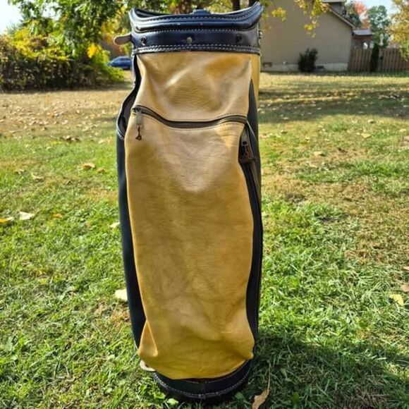 Vintage Arnold Palmer Leather 6-Way Cart Bag w/ Carry Strap - Picture 3 of 9